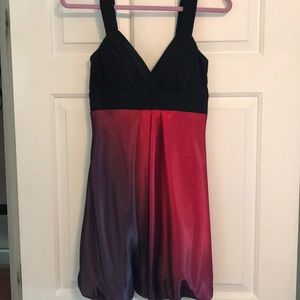 Ombré dress. Purple/plum fades to red